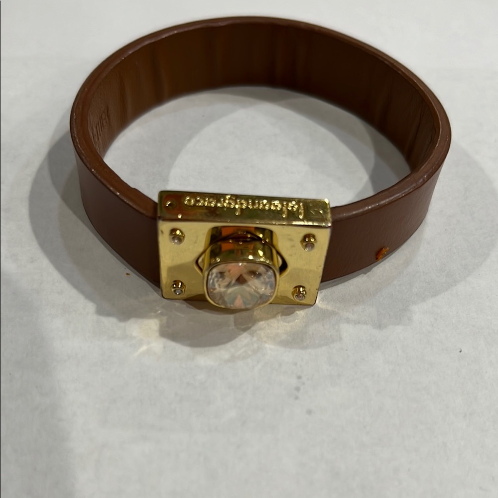 Lola and Grace Brown Leather Bracelet with Gold Accents
